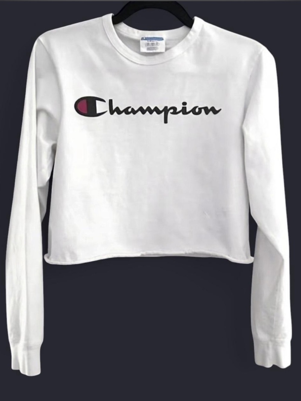 Champion Off White Cropped Long Sleeve Shirt